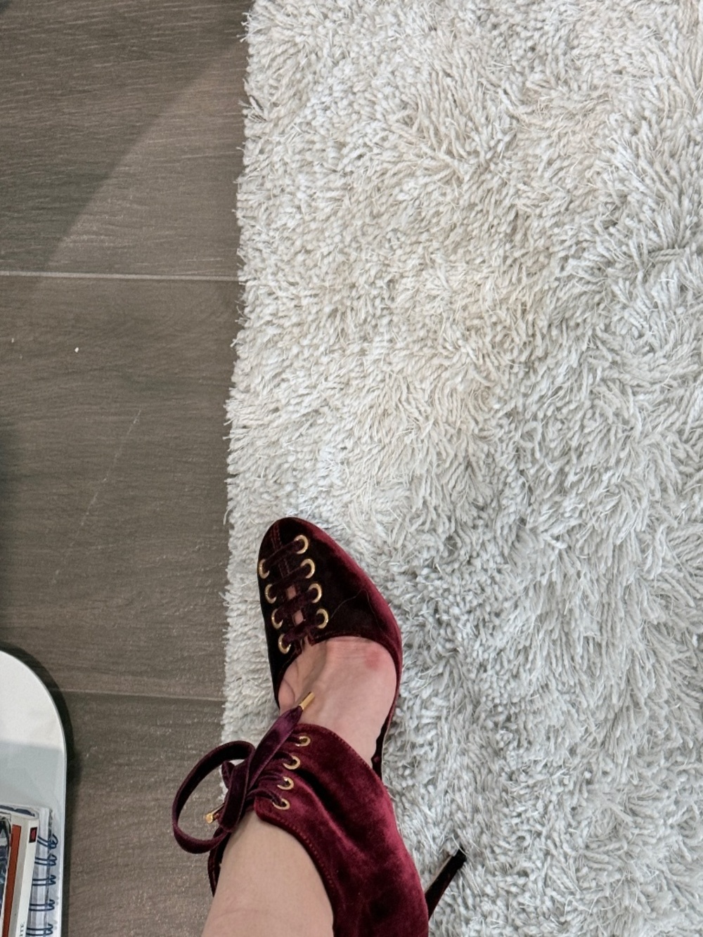 Jimmy Choo burgundy velvet lace-up d’Orsay ankle-cuff pumps. I used it 1 time! - Picture 11 of 12